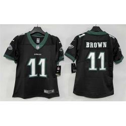 Women Philadelphia Eagles 11 A J Brown Black New Vapor Untouchable Limited Stitched Football Jersey