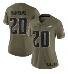 Women Philadelphia Eagles 20 Brian Dawkins Olive 2022 Salute To Service Limited Stitched Jersey Women Philadelphia Eagles 20 Brian Dawkins Olive 2022 Salute To Service Limited Stitched Jersey
