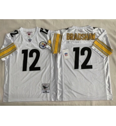 Men Pittsburgh Steelers 12 Terry Bradshaw White Stitched Football Jersey