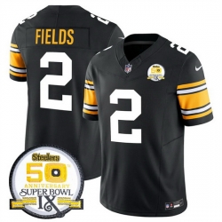 Men Pittsburgh Steelers 2 Justin Fields Black 2024 F U S E 50th Anniversary Of Super Bowl IX Vapor Untouchable Limited Stitched Jersey