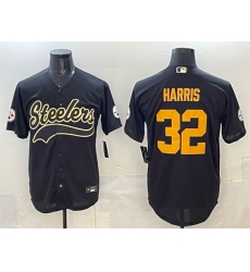 Men Pittsburgh Steelers 32 Franco Harris Black Cool Base Stitched Baseball Jersey