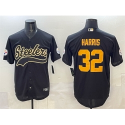 Men Pittsburgh Steelers 32 Franco Harris Black Cool Base Stitched Baseball Jersey