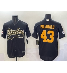 Men Pittsburgh Steelers 43 Troy Polamalu Black Cool Base Stitched Baseball Jersey