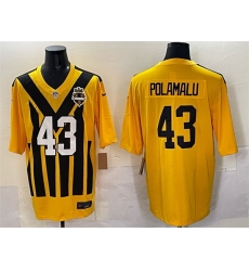 Men Pittsburgh Steelers 43 Troy Polamalu Gold 1933 Throwback Alternate Stitched Football Jersey