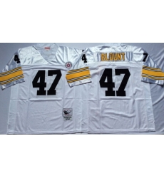 Men Pittsburgh Steelers 47 Mel Blount White M&N Throwback Jersey Men Pittsburgh Steelers 47 Mel Blount White M&N Throwback Jersey