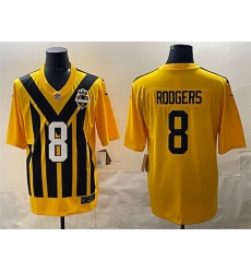Men Pittsburgh Steelers 8 Aaron Rodgers Gold 1933 Throwback Alternate Stitched Football Jersey