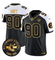 Men Pittsburgh Steelers 90 T J  Watt Black Gold Alternate F U S E  Throwback 1933 Patch Vapor Limited Stitched Football Jersey
