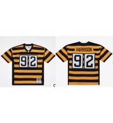 Men Pittsburgh Steelers James Harrison #92 2016 Gold Black Throwback Legacy Jersey