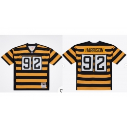 Men Pittsburgh Steelers James Harrison #92 2016 Gold Black Throwback Legacy Jersey