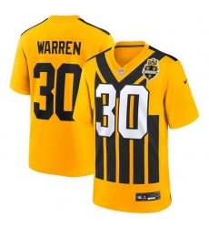 Men Pittsburgh Steelers Jaylen Warren #30 Gold 1933 F U S E Throwback Alternate Football Stitched Football Jersey