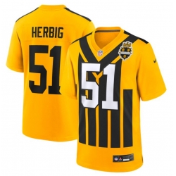 Men Pittsburgh Steelers Nick Herbig 51 Gold 1933 F U S E Throwback Alternate Football Stitched Football Jersey