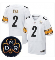 Men's Nike Pittsburgh Steelers #2 Michael Vick White NFL Elite MDR Dan Rooney Patch Jersey Men's Nike Pittsburgh Steelers #2 Michael Vick White NFL Elite MDR Dan Rooney Patch Jersey
