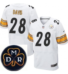Men's Nike Pittsburgh Steelers #28 Sean Davis White Stitched NFL Elite MDR Dan Rooney Patch Jersey Men's Nike Pittsburgh Steelers #28 Sean Davis White Stitched NFL Elite MDR Dan Rooney Patch Jersey