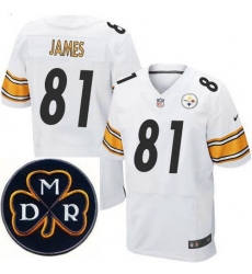 Men's Nike Pittsburgh Steelers #81 Jesse James Elite White NFL MDR Dan Rooney Patch Jersey Men's Nike Pittsburgh Steelers #81 Jesse James Elite White NFL MDR Dan Rooney Patch Jersey