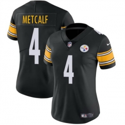 Women Pittsburgh Steelers 4 DK Metcalf 2025 Black Vapor Stitched Football Jersey