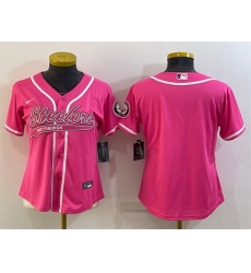 Women Pittsburgh Steelers Blank Pink With Patch Cool Base Stitched Baseball Jersey Women Pittsburgh Steelers Blank Pink With Patch Cool Base Stitched Baseball Jersey
