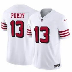 Men San Francisco 49ers #13 Brock Purdy White Throwback Stitched Jersey