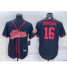 Men San Francisco 49ers 16 Joe Montana Black Cool Base Stitched Baseball Jersey Men San Francisco 49ers 16 Joe Montana Black Cool Base Stitched Baseball Jersey