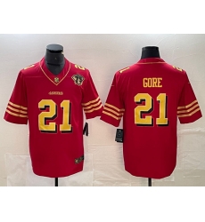 Men San Francisco 49ers 21 Frank Gore Red Gold With 75th Patch Vapor Untouchable Limited Stitched Jersey Men San Francisco 49ers 21 Frank Gore Red Gold With 75th Patch Vapor Untouchable Limited Stitched Jersey
