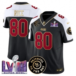Men San Francisco 49ers 80 Jerry Rice Black Alternate 2025 F U S E  Faithful  26 Super Bowl LVIII Patch Vapor Limited Stitched Football Jersey