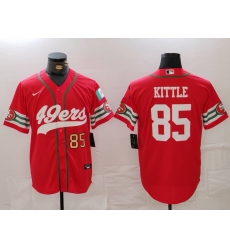 Men San Francisco 49ers 85 George Kittle Red With Patch Cool Base Stitched Baseball Jersey 2 Men San Francisco 49ers 85 George Kittle Red With Patch Cool Base Stitched Baseball Jersey 2