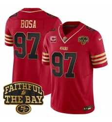 Men San Francisco 49ers 97 Nick Bosa Red 2025 F U S E  1 Star C With Faithful To The Bay Patch Limited V8 Stitched Football Jersey