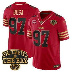 Men San Francisco 49ers 97 Nick Bosa Red 2025 F U S E  1 Star C With Faithful To The Bay Patch Limited V8 Stitched Football Jersey