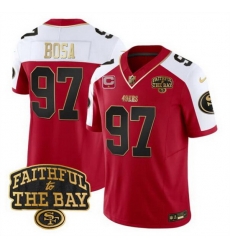 Men San Francisco 49ers 97 Nick Bosa Red Alternate 2025 F U S E  1 Star C With Faithful To The Bay Patch Limited V8 Stitched Football Jersey