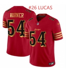 Men San Francisco 49ers Chase Lucas #26 Red Gold 2025 F U S E Rivalries Vapor Limited Stitched Football Jersey
