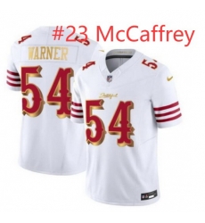 Men San Francisco 49ers Christian McCaffrey #23 White Gold 2025 F U S E Rivalries Vapor Limited Stitched Football Jersey