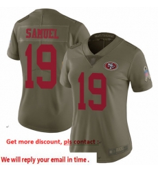 49ers 19 Deebo Samuel Olive Women Stitched Football Limited 2017 Salute to Service Jersey 49ers 19 Deebo Samuel Olive Women Stitched Football Limited 2017 Salute to Service Jersey