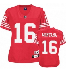 Reebok San Francisco 49ers 16 Joe Montana Red Womens Throwback Team Color Premier EQT NFL Jersey Reebok San Francisco 49ers 16 Joe Montana Red Womens Throwback Team Color Premier EQT NFL Jersey