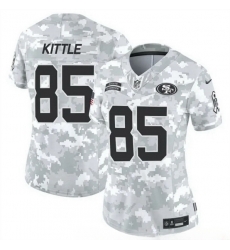 Women San Francisco 49ers 85 George Kittle 2024 F U S E Arctic Camo Salute To Service Limited Stitched Jersey Women San Francisco 49ers 85 George Kittle 2024 F U S E Arctic Camo Salute To Service Limited Stitched Jersey