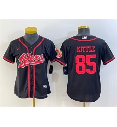 Women San Francisco 49ers 85 George Kittle Black With Patch Cool Base Stitched Baseball Jersey Women San Francisco 49ers 85 George Kittle Black With Patch Cool Base Stitched Baseball Jersey