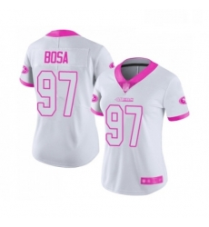 Womens San Francisco 49ers 97 Nick Bosa Limited White Pink Rush Fashion Football Jersey Womens San Francisco 49ers 97 Nick Bosa Limited White Pink Rush Fashion Football Jersey