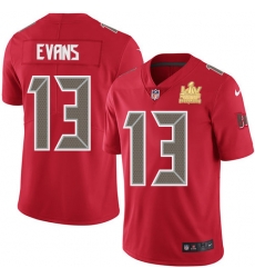 Men Nike Tampa Bay Buccaneers 13 Mike Evans Red Men Super Bowl LV Champions Patch Stitched NFL Limited Rush Jersey Men Nike Tampa Bay Buccaneers 13 Mike Evans Red Men Super Bowl LV Champions Patch Stitched NFL Limited Rush Jersey