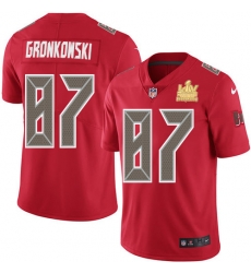 Men Nike Tampa Bay Buccaneers 87 Rob Gronkowski Red Men Super Bowl LV Champions Patch Stitched NFL Limited Rush Jersey Men Nike Tampa Bay Buccaneers 87 Rob Gronkowski Red Men Super Bowl LV Champions Patch Stitched NFL Limited Rush Jersey
