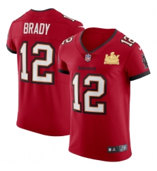 Men Tampa Bay Buccaneers 12 Tom Brady Men Super Bowl LV Champions Patch Nike Red Vapor Elite Jersey Men Tampa Bay Buccaneers 12 Tom Brady Men Super Bowl LV Champions Patch Nike Red Vapor Elite Jersey