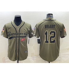 Men Tampa Bay Buccaneers 12 Tom Brady Olive 2022 Salute To Service Cool Base Stitched Baseball Jersey Men Tampa Bay Buccaneers 12 Tom Brady Olive 2022 Salute To Service Cool Base Stitched Baseball Jersey