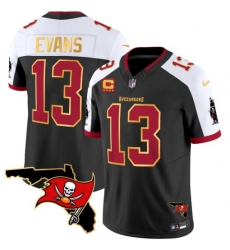 Men Tampa Bay Buccaneers 13 Mike Evans Black White F U S E With 4 Star C Ptach And Florida Patch Gold Trim Vapor Stitched Jersey Men Tampa Bay Buccaneers 13 Mike Evans Black White F U S E With 4 Star C Ptach And Florida Patch Gold Trim Vapor Stitched Jersey