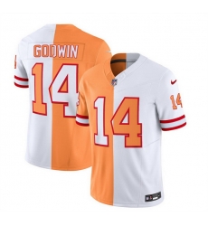 Men Tampa Bay Buccaneers 14 Chris Godwin 2023 F U S E White Gold Split Throwback Limited Stitched Jersey Men Tampa Bay Buccaneers 14 Chris Godwin 2023 F U S E White Gold Split Throwback Limited Stitched Jersey