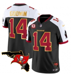 Men Tampa Bay Buccaneers 14 Chris Godwin Black White F U S E With 1 Star C Ptach And Florida Patch Gold Trim Vapor Stitched Jersey Men Tampa Bay Buccaneers 14 Chris Godwin Black White F U S E With 1 Star C Ptach And Florida Patch Gold Trim Vapor Stitched Jersey