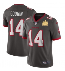 Men Tampa Bay Buccaneers 14 Chris Godwin Men Super Bowl LV Champions Patch Nike Pewter Alternate Vapor Limited Jersey Men Tampa Bay Buccaneers 14 Chris Godwin Men Super Bowl LV Champions Patch Nike Pewter Alternate Vapor Limited Jersey