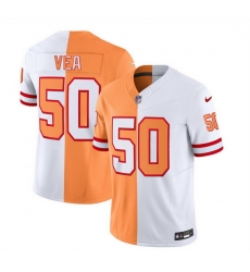 Men Tampa Bay Buccaneers 50 Vita Vea 2023 F U S E White Gold Split Throwback Limited Stitched Jersey Men Tampa Bay Buccaneers 50 Vita Vea 2023 F U S E White Gold Split Throwback Limited Stitched Jersey