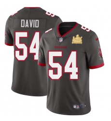 Men Tampa Bay Buccaneers 54 Lavonte David Men Super Bowl LV Champions Patch Nike Pewter Alternate Vapor Limited Jersey Men Tampa Bay Buccaneers 54 Lavonte David Men Super Bowl LV Champions Patch Nike Pewter Alternate Vapor Limited Jersey