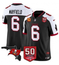 Men Tampa Bay Buccaneers 6 Baker Mayfield Black Alternate F U S E  50th Season  26 4 Star C Patch Vapor Limited Stitched Football Jersey