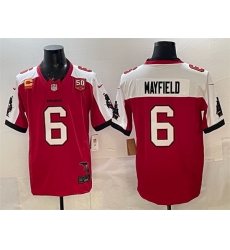 Men Tampa Bay Buccaneers 6 Baker Mayfield Red Alternate F U S E  50th Season  26 4 Star C Patch Vapor Limited Stitched Football Jersey