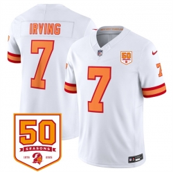 Men Tampa Bay Buccaneers 7 Bucky Irving White 2025 F U S E  50th Anniversary Patch Vapor Limited Stitched Jersey