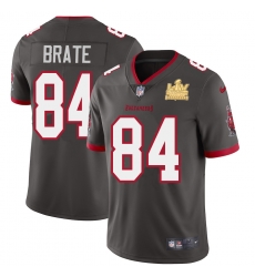 Men Tampa Bay Buccaneers 84 Cameron Brate Men Super Bowl LV Champions Patch Nike Pewter Alternate Vapor Limited Jersey Men Tampa Bay Buccaneers 84 Cameron Brate Men Super Bowl LV Champions Patch Nike Pewter Alternate Vapor Limited Jersey