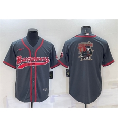 Men Tampa Bay Buccaneers Grey Team Big Logo With Patch Cool Base Stitched Baseball Jersey Men Tampa Bay Buccaneers Grey Team Big Logo With Patch Cool Base Stitched Baseball Jersey